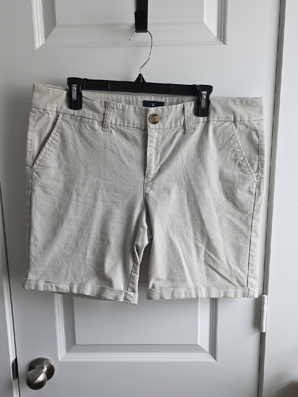 American Eagle Cream Chino Bermuda Stretch Shorts Size 14 G028
